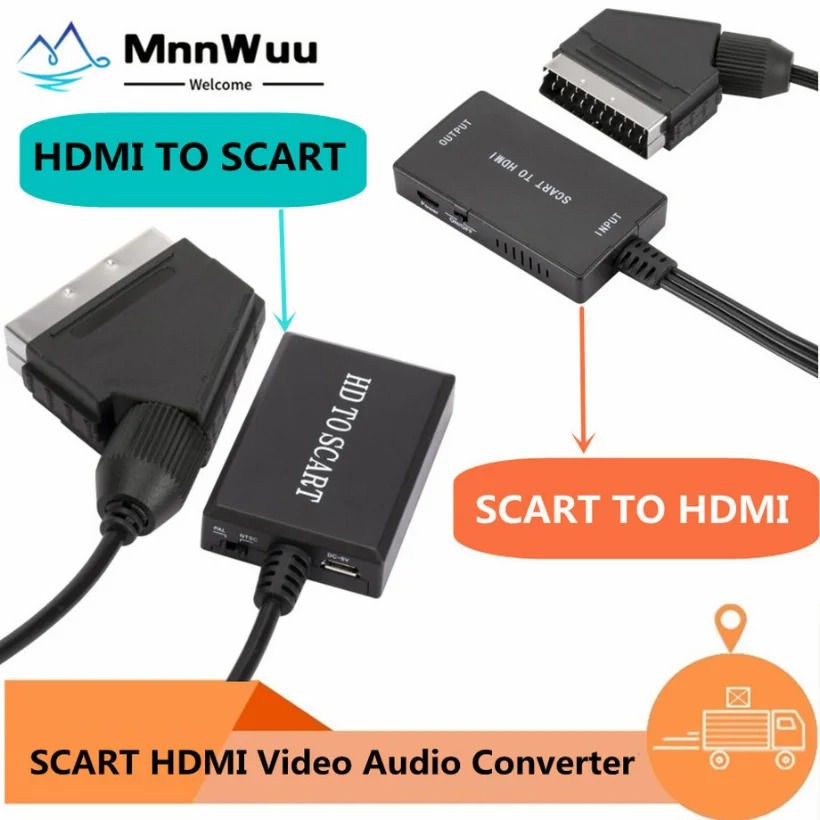 Scart To Hdmi - Konwerter wideo i audio 1080P HDMI