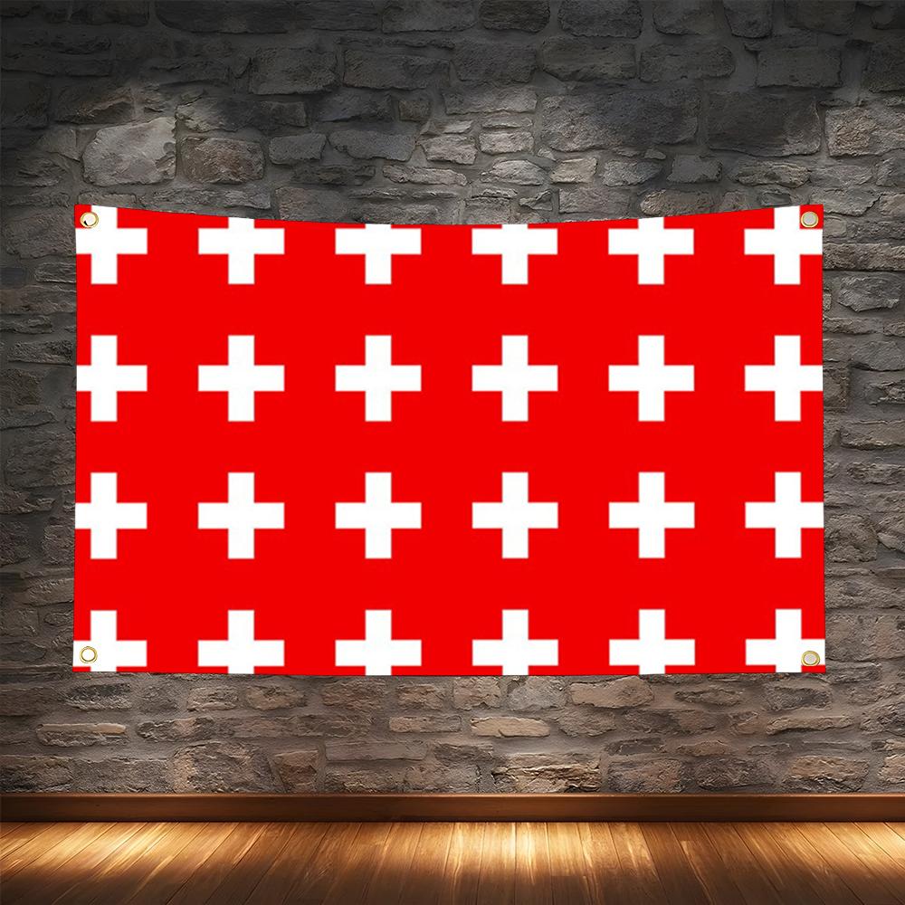 Retro Gaming Banner - 1 szt. Słynne szwajcarskie flagi, retro