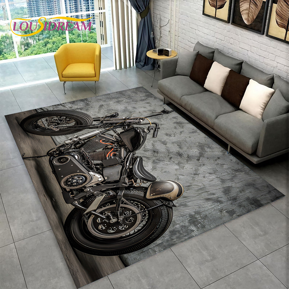 Retro Gaming Rug - 3D Retro Vintage motocykl dywan do