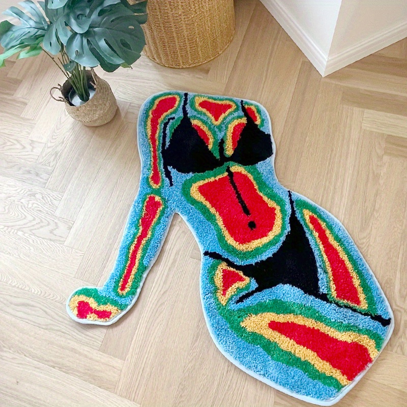 Retro Gaming Rug - Nieregularny kształt ciała flokowana mata podłogowa,