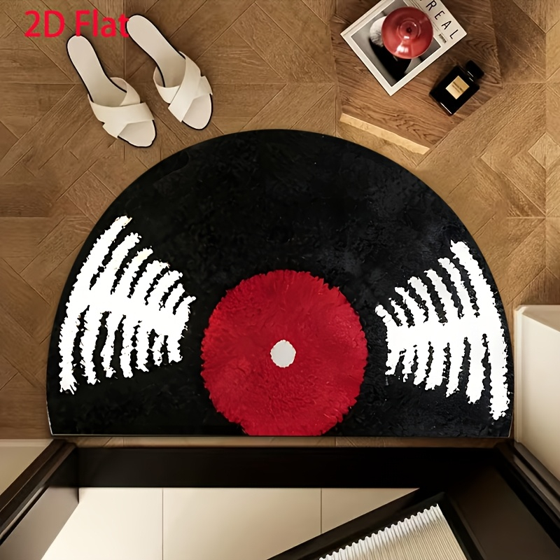 Retro Gaming Rug - VIKAMA Vintage Vinyl Record Semicircle Doormat,