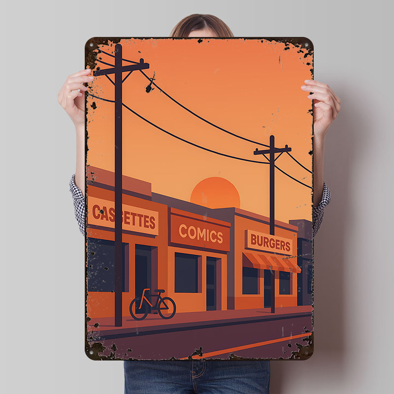 Plakat z nadrukiem ulicy Sunse – Retro Gaming Shops recenzja i cena